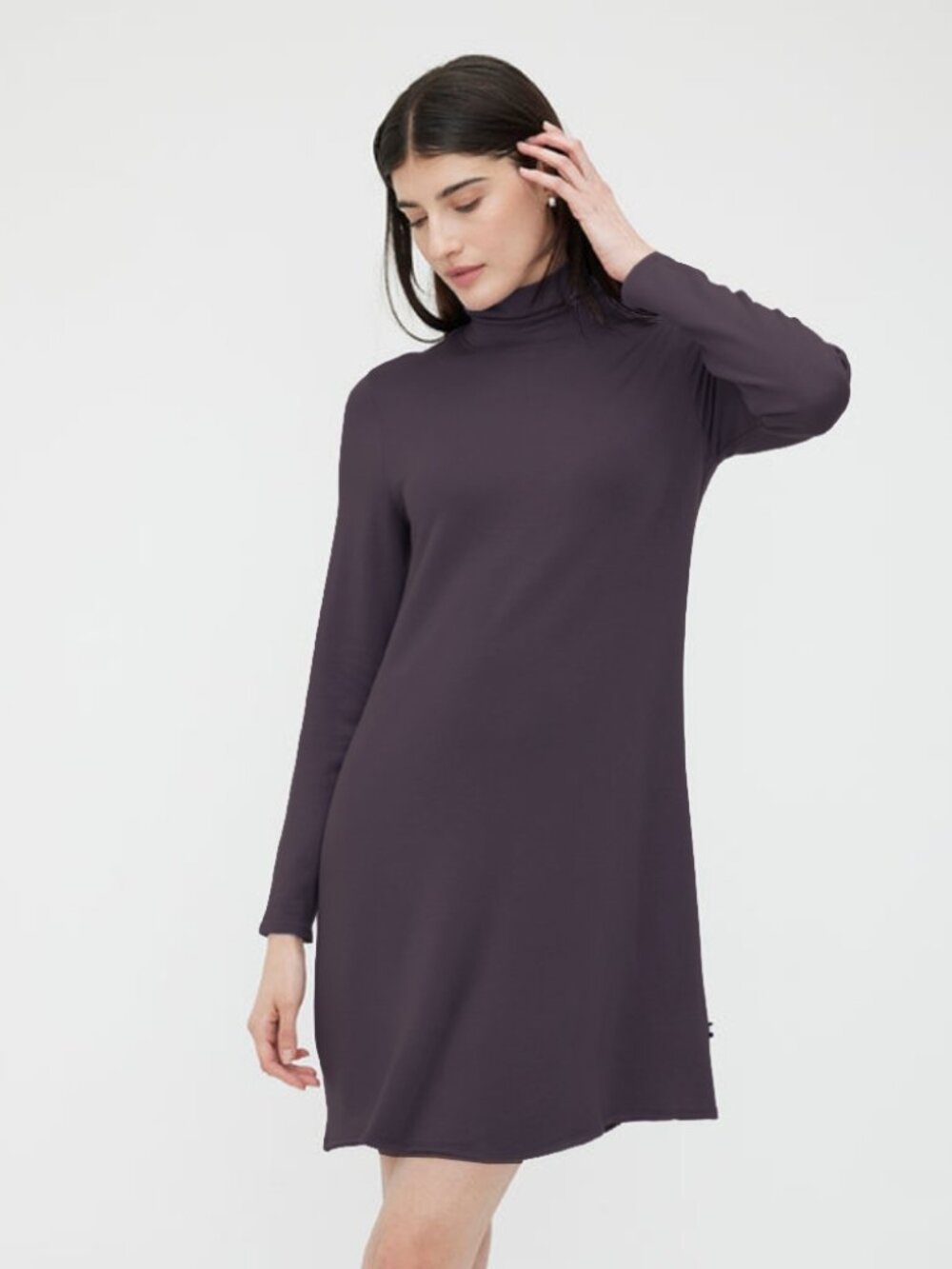 Kit + Ace Upgrade Brushed Dress in Aubergine - sz Large